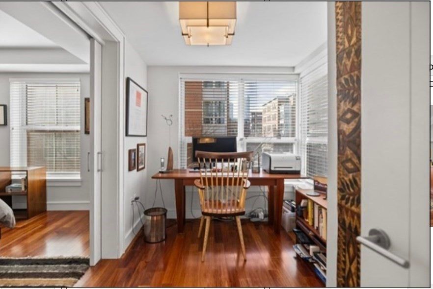 Home Office, Interior, Pendant Lights, Wood Texture Flooring