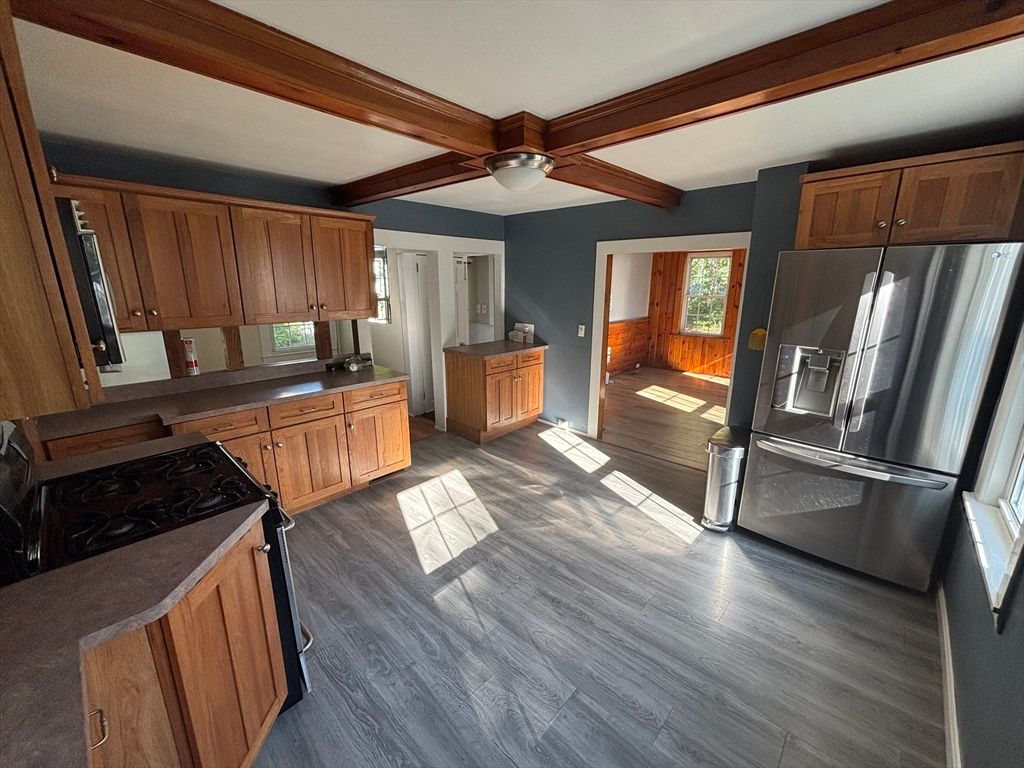 Interior, Kitchen, Wooden Beams, Wood Texture Flooring