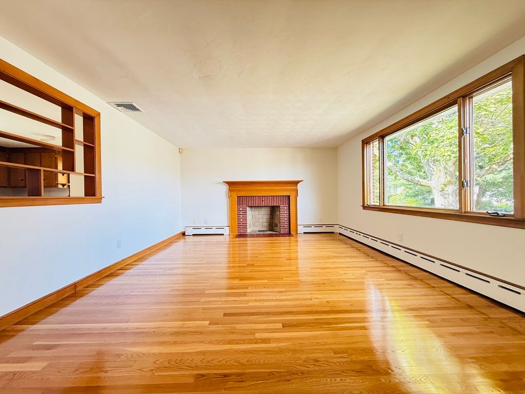 Empty room, Fireplace, Interior, Wood Texture Flooring