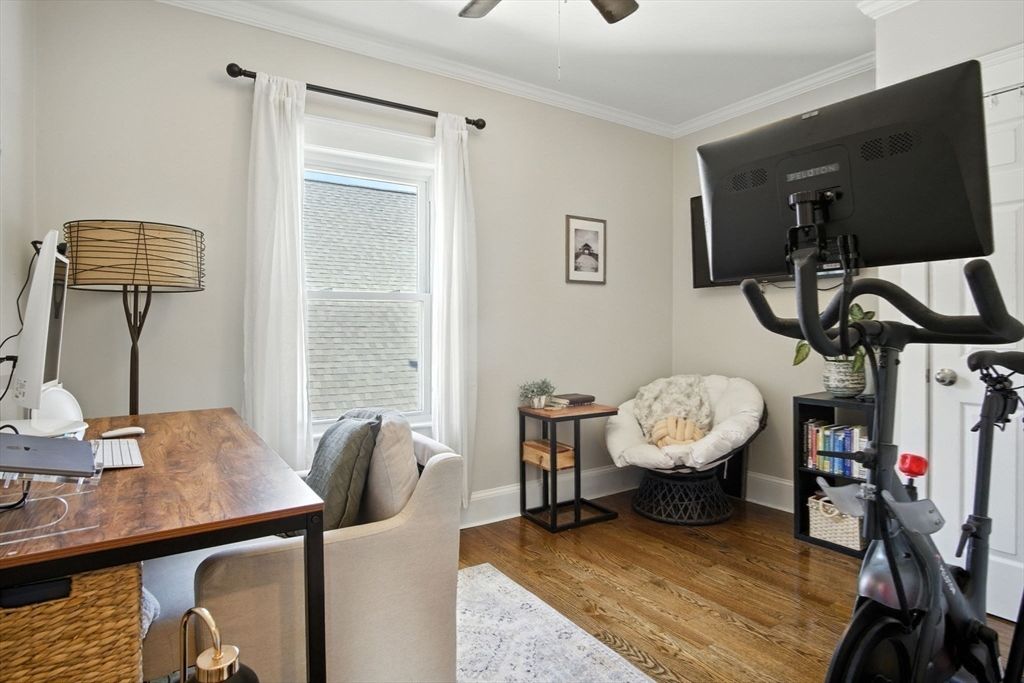 Fitness Equipment, Home Office, Interior, Wood Texture Flooring