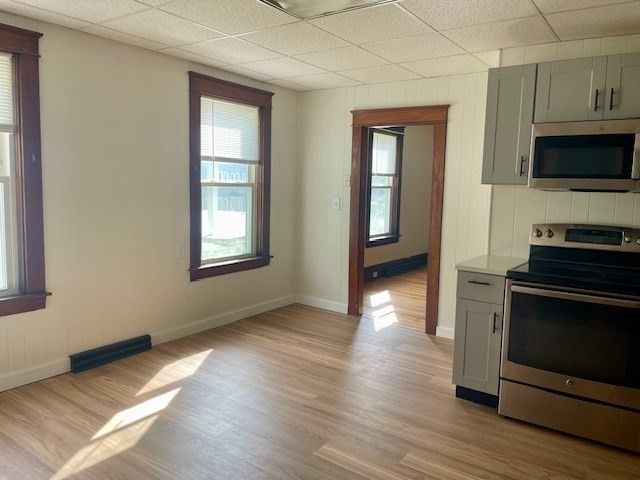 Interior, Kitchen, Stainless Steel Appliances, Wood Texture Flooring