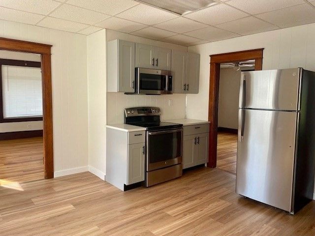 Interior, Kitchen, Stainless Steel Appliances, Wood Texture Flooring