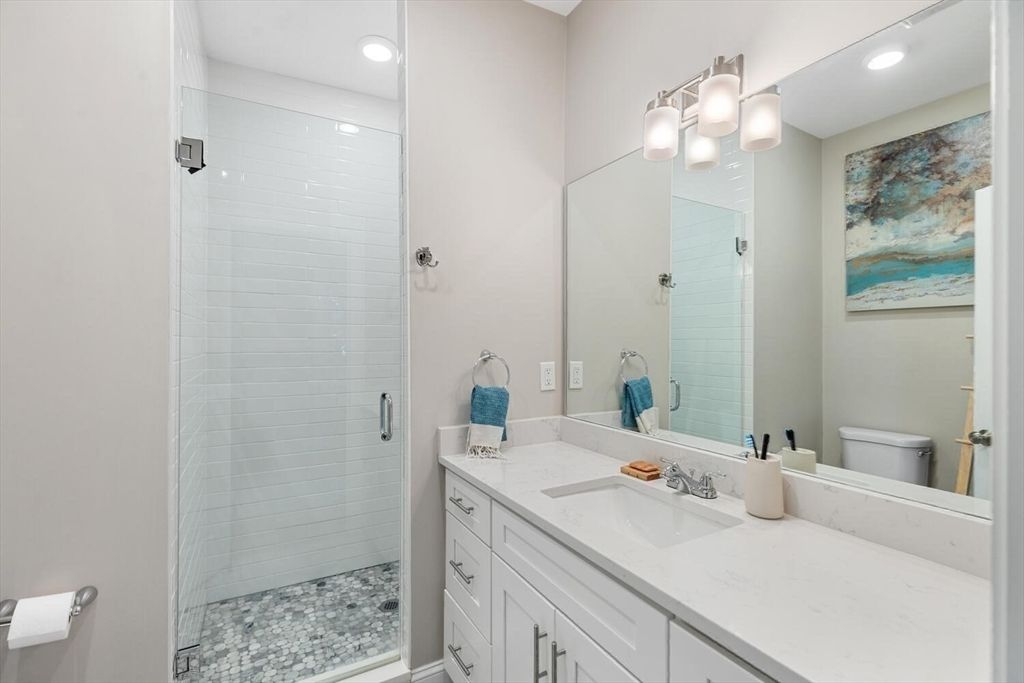 Bathroom, Dual Sink Vanities, Glass Shower, Interior, Recessed Lighting