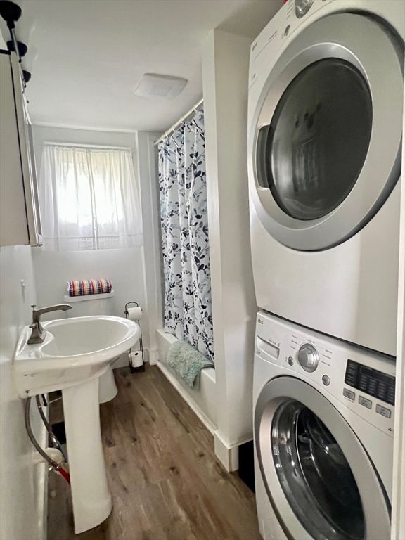 Bathroom, Interior, Utility Closets, Washer, Wood Texture Flooring