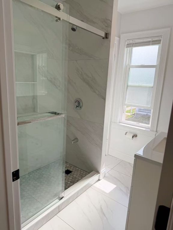 Bathroom, Glass Shower, Interior, Marble, Marble Walls