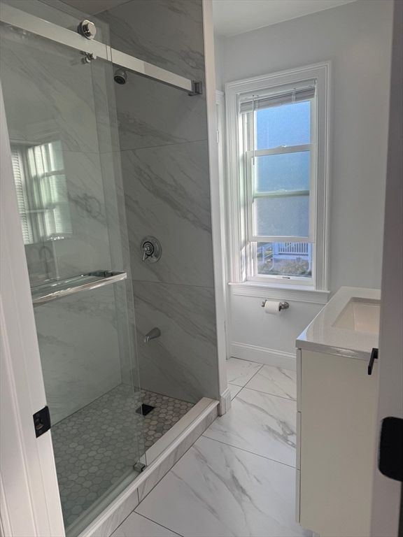 Bathroom, Glass Shower, Interior, Marble, Marble Walls