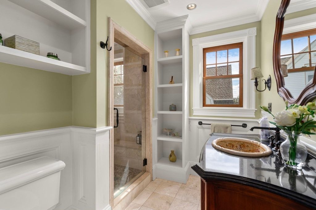 Bathroom, Glass Shower, Interior, Recessed Lighting
