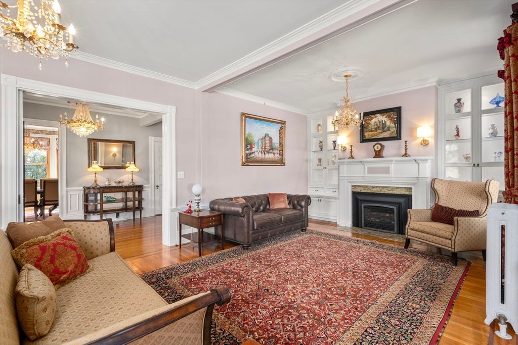 Chandelier, Fireplace, Interior, Wood Texture Flooring