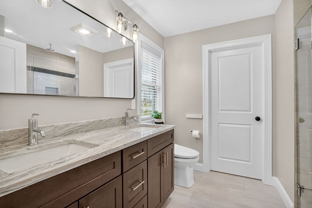 Bathroom, Dual Sink Vanities, Glass Shower, Interior, Recessed Lighting