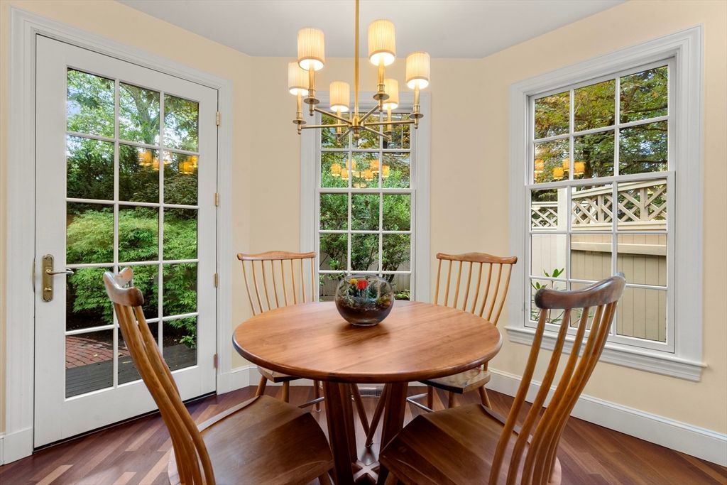 Chandelier, Dining room, Interior, Wood Texture Flooring