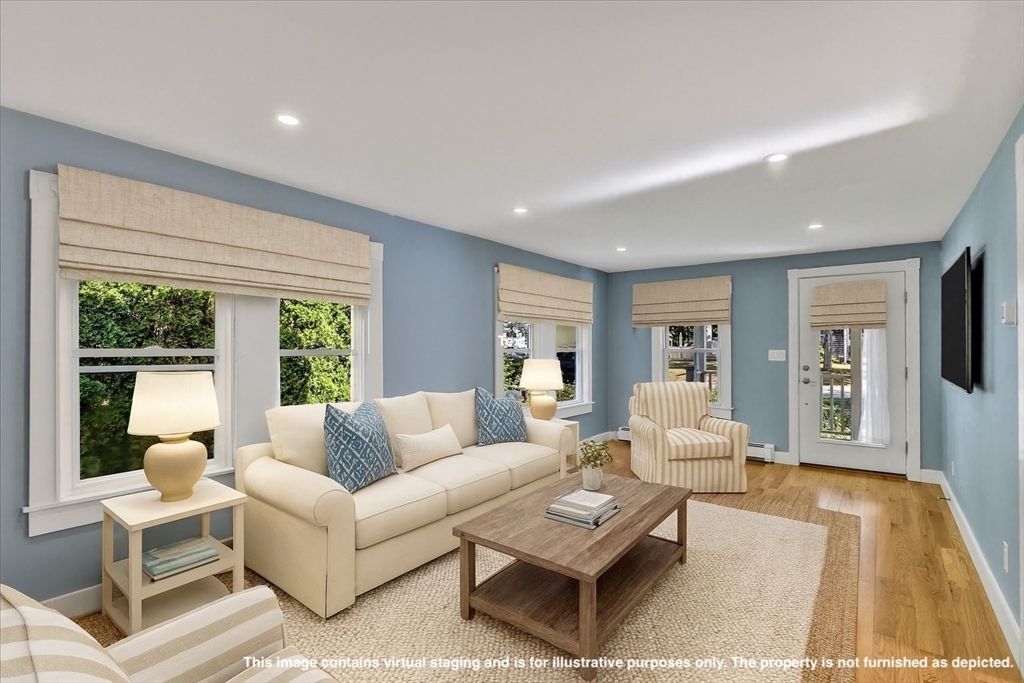 Interior, Living room, Recessed Lighting, Wood Texture Flooring