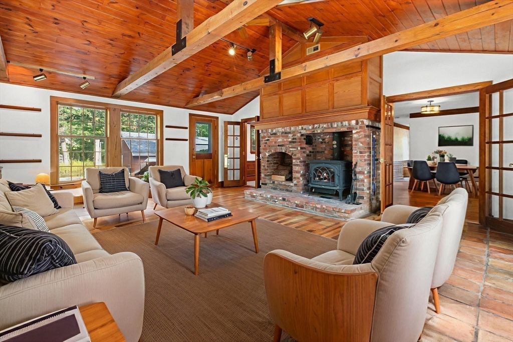 Dining room, Fireplace, Interior, Living room, Wooden Beams, Wooden Ceilings