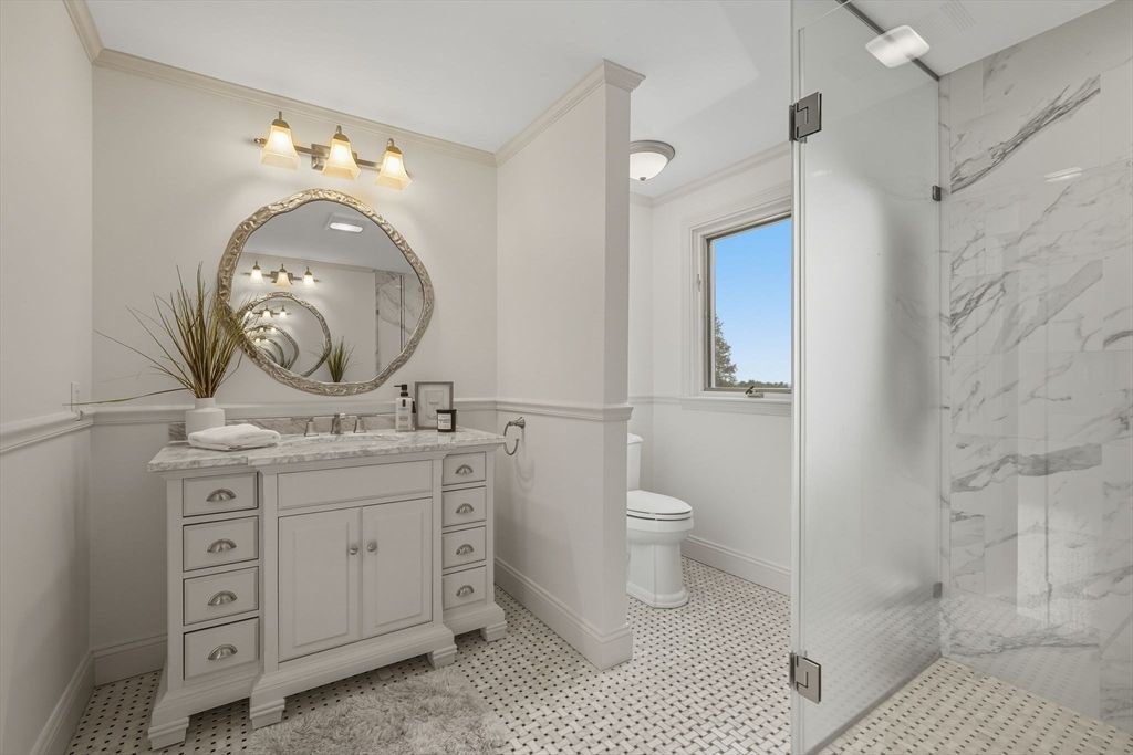 Bathroom, Glass Shower, Interior, Marble Walls