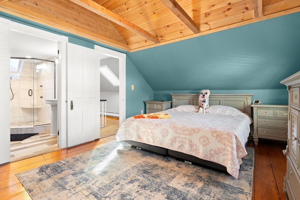 Bathroom, Bedroom, Glass Shower, Interior, Wooden Beams, Wooden Ceilings, Wood Texture Flooring