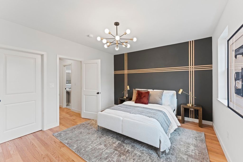 Bedroom, Interior, Pendant Lights, Wood Texture Flooring