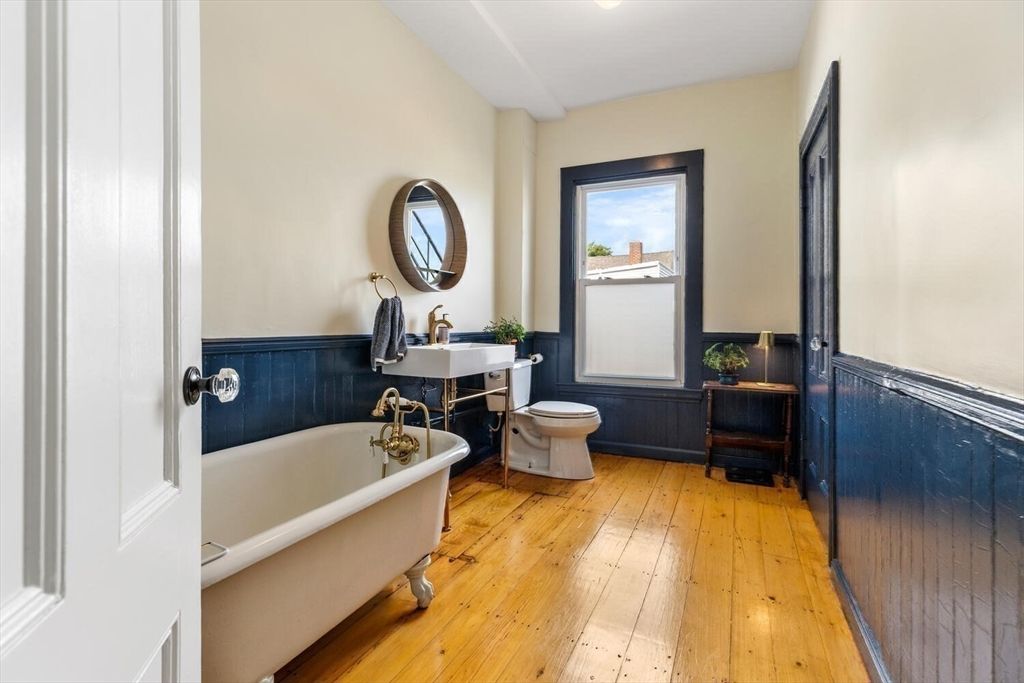 Bathroom, Free Standing Baths, Interior, Wood Texture Flooring