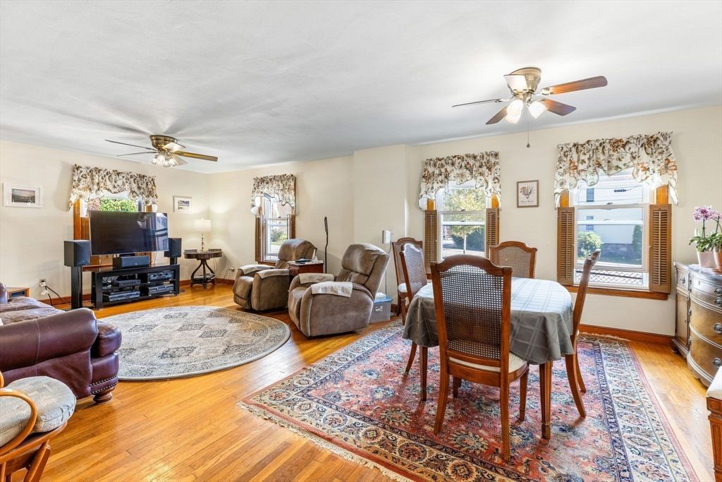 Dining room, Fireplace, Interior, Living room, Wood Texture Flooring