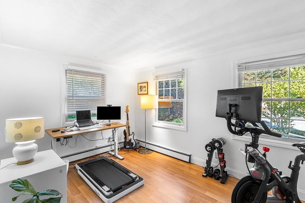 Fitness Equipment, Home Office, Interior, Wood Texture Flooring