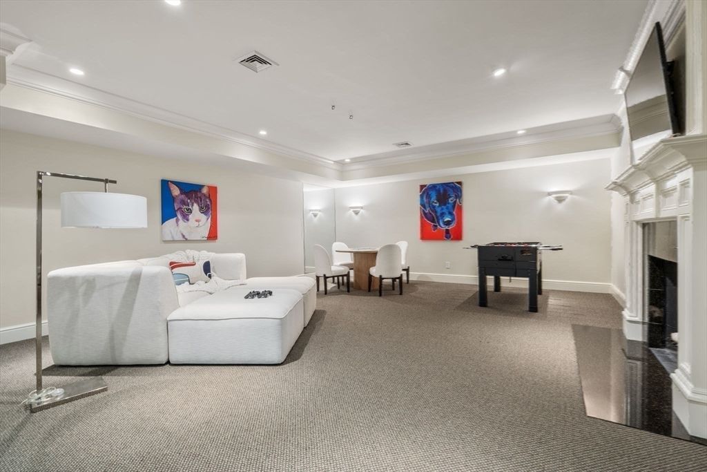 Fireplace, Game Room, Interior, Living room, Recessed Lighting