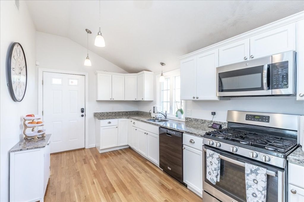 Interior, Kitchen, Pendant Lights, Stainless Steel Appliances, Wood Texture Flooring