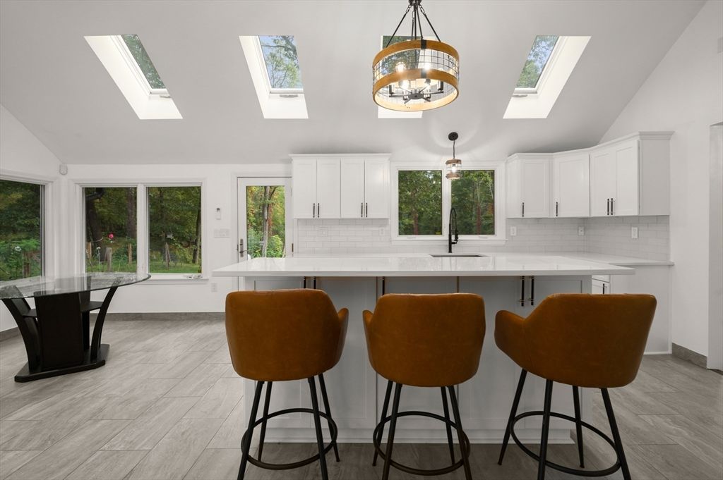 Interior, Kitchen, Pendant Lights, Wood Texture Flooring