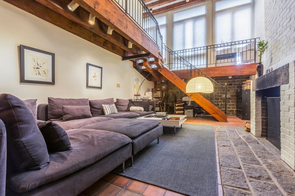 Fireplace, Interior, Living room, Stone Walls, Wooden Beams