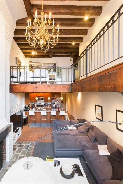 Chandelier, Interior, Living room, Recessed Lighting, Wooden Beams