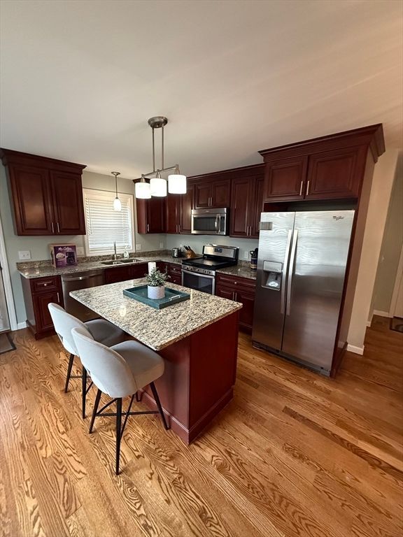 Interior, Kitchen, Pendant Lights, Stainless Steel Appliances, Wood Texture Flooring