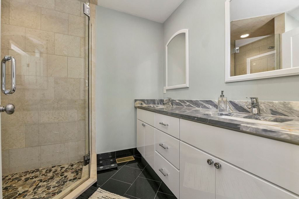 Bathroom, Dual Sink Vanities, Glass Shower, Interior, Recessed Lighting