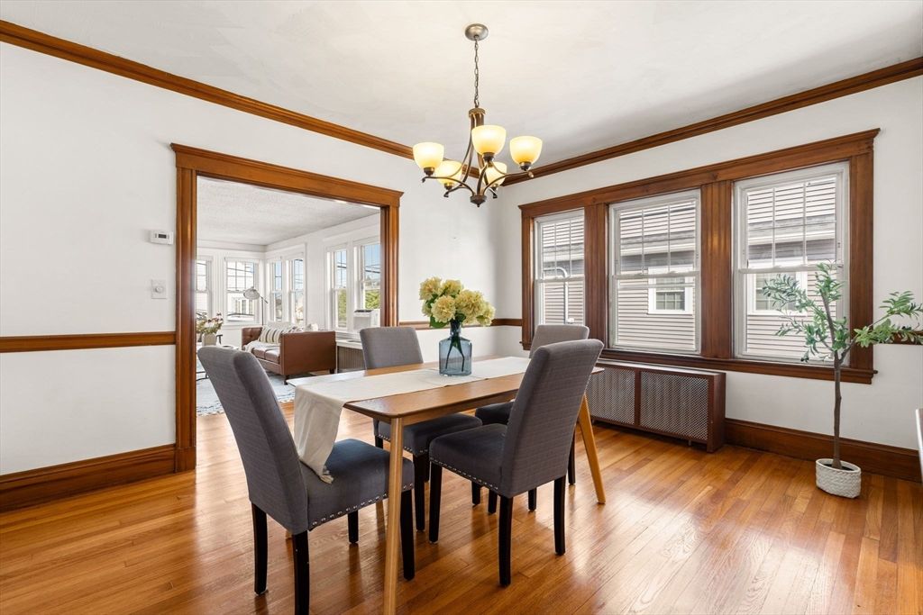 Chandelier, Dining room, Interior, Wood Texture Flooring
