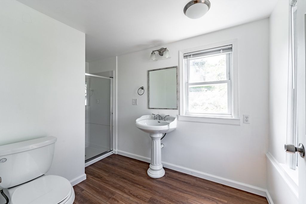 Bathroom, Glass Shower, Interior, Wood Texture Flooring