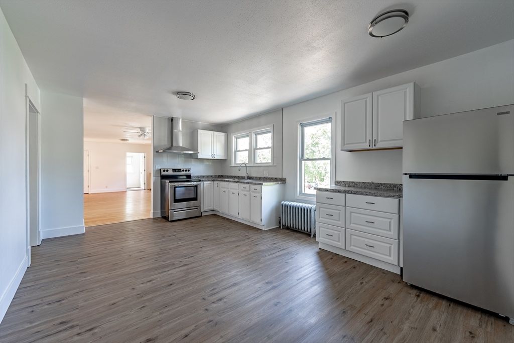 Interior, Kitchen, Stainless Steel Appliances, Wood Texture Flooring