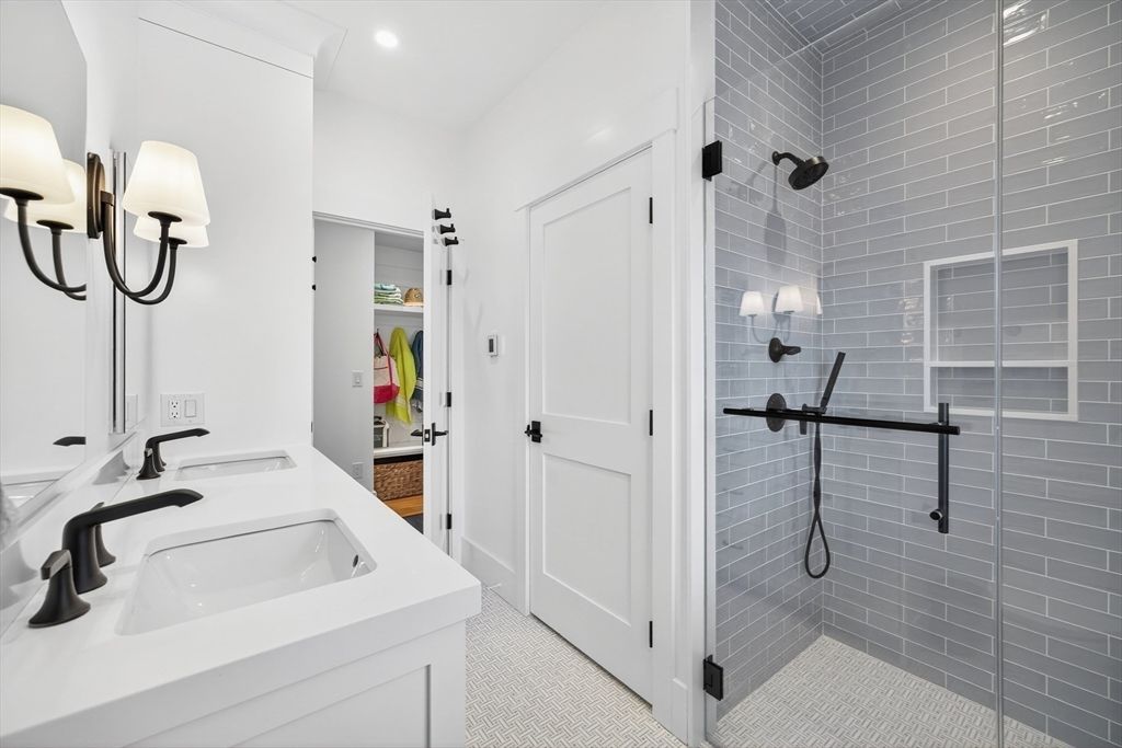 Bathroom, Dual Sink Vanities, Glass Shower, Interior, Recessed Lighting