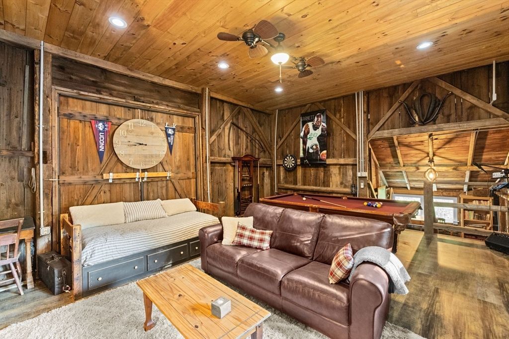 Billiard Table, Game Room, Interior, Recessed Lighting, Wooden Ceilings, Wood Texture Flooring, Wooden Walls