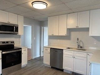 Interior, Kitchen, Stainless Steel Appliances, Wood Texture Flooring