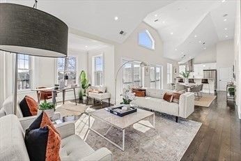 Interior, Kitchen, Living room, Recessed Lighting, Stainless Steel Appliances, Wood Texture Flooring