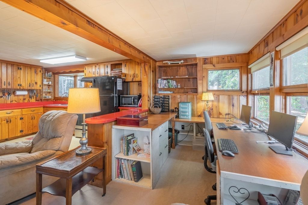 Home Office, Interior, Wooden Beams, Wooden Walls
