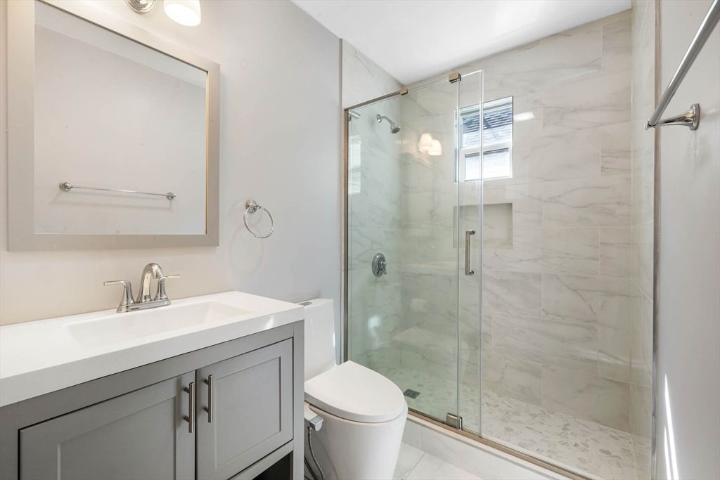 Bathroom, Glass Shower, Interior, Marble Walls