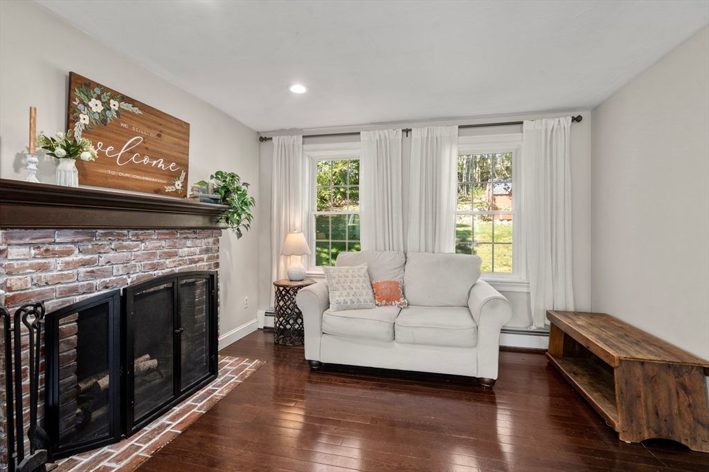 Fireplace, Interior, Recessed Lighting, Wood Texture Flooring
