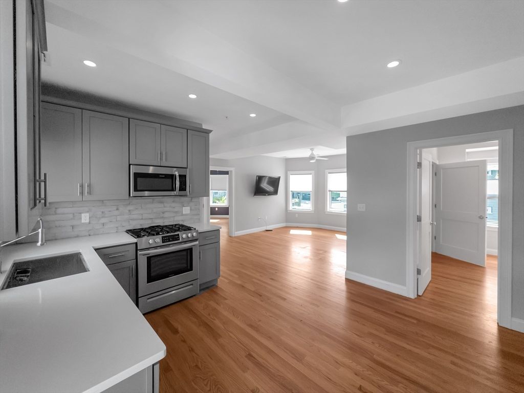 Interior, Kitchen, Recessed Lighting, Wood Texture Flooring