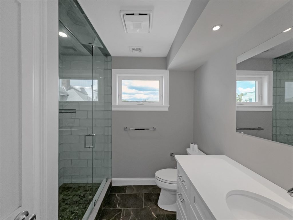 Bathroom, Glass Shower, Interior, Recessed Lighting