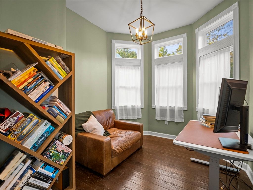 Home Office, Interior, Pendant Lights, Wood Texture Flooring