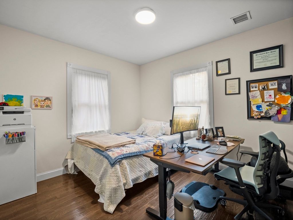 Bedroom, Home Office, Interior, Recessed Lighting, Wood Texture Flooring