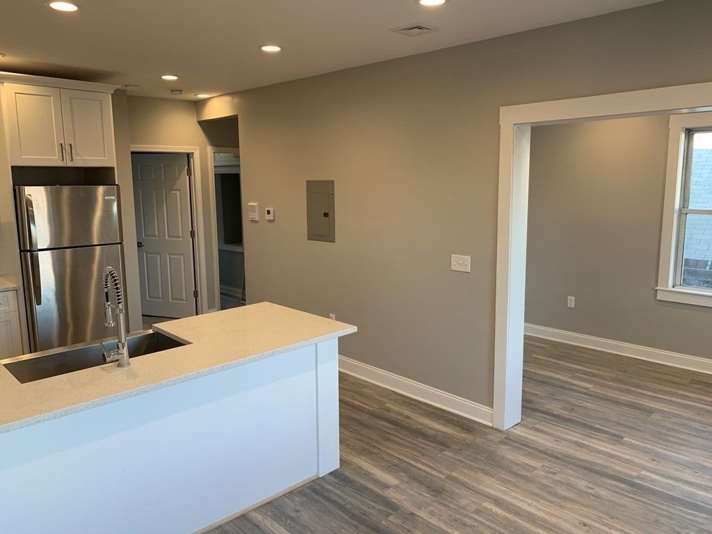 Interior, Kitchen, Recessed Lighting, Wood Texture Flooring