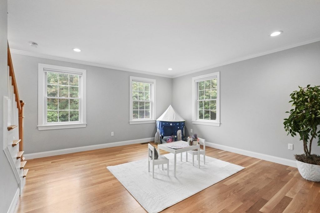 Fireplace, Interior, Recessed Lighting, Wood Texture Flooring