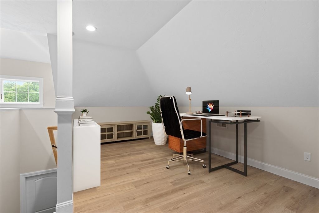 Home Office, Interior, Recessed Lighting, Wood Texture Flooring