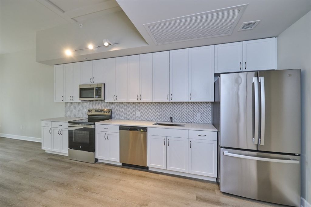 Interior, Kitchen, Stainless Steel Appliances, Wood Texture Flooring