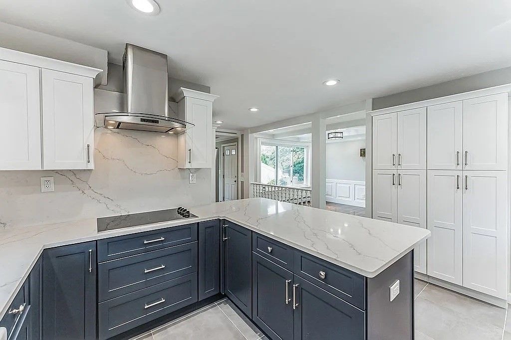 Interior, Kitchen, Marble Walls, Recessed Lighting