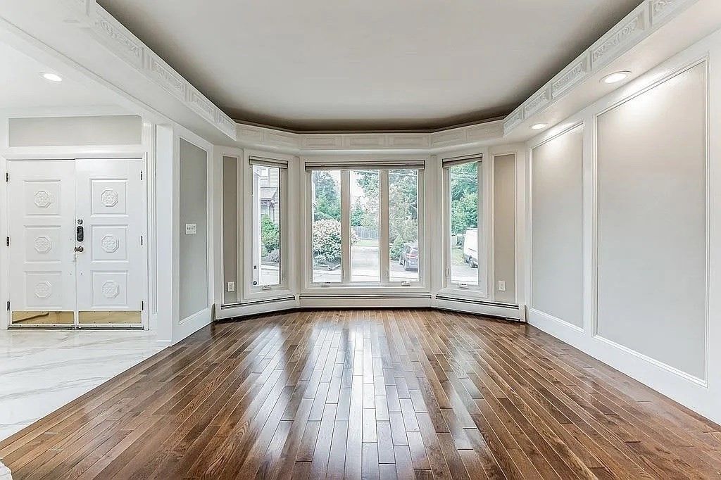 Empty room, Interior, Marble, Recessed Lighting, Wood Texture Flooring