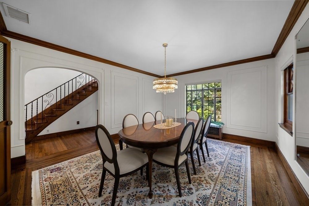 Chandelier, Dining room, Interior, Wood Texture Flooring
